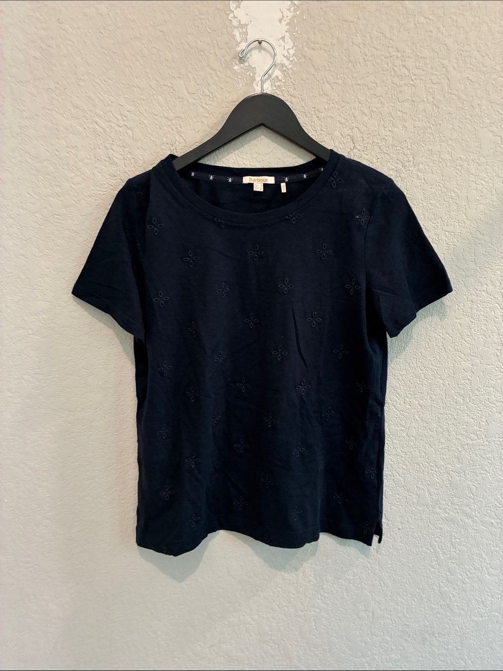 Barbour Navy Eyelet Short Sleeve Tee